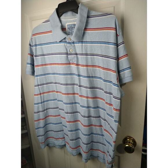 $ Old Navy Men's XXL Polo Striped Blue Shirt Short Sleeve Two Button Close - Picture 2 of 10